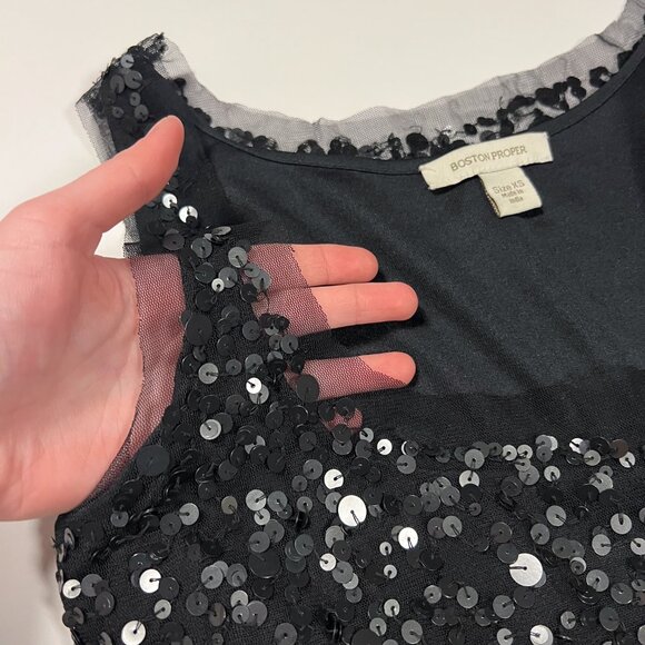 Boston Proper Y2K Black Sequin Club Top - Picture 4 of 5